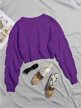 Cropped Purple Knit Sweater